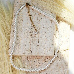 Imitation Pearl Necklace Round  White Pearl‎ Stainless Steel Necklace